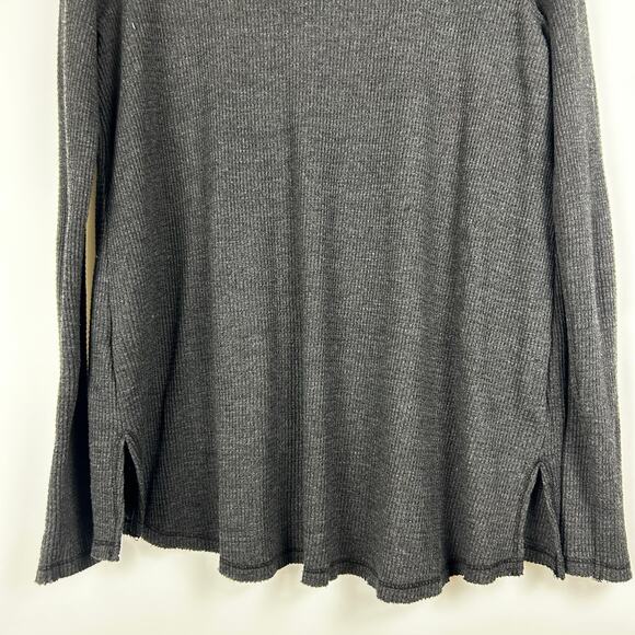 T La Anthroplogie Waffle Knit Charcoal Gray Tunic Shirt Cozycore Womens Size S - Picture 10 of 11